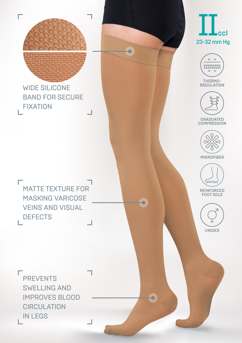 Medical compression thigh stockings, patterned - Tonus Elast